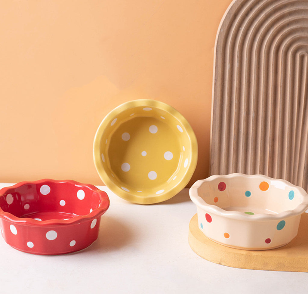 Petroom Ceramic Pet Bowl with Dot Pattern