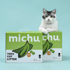 Michu Tofu Cat Litter Gen3 - Natural Clumping Tofu-Based Formula - Value Box 5 kg
