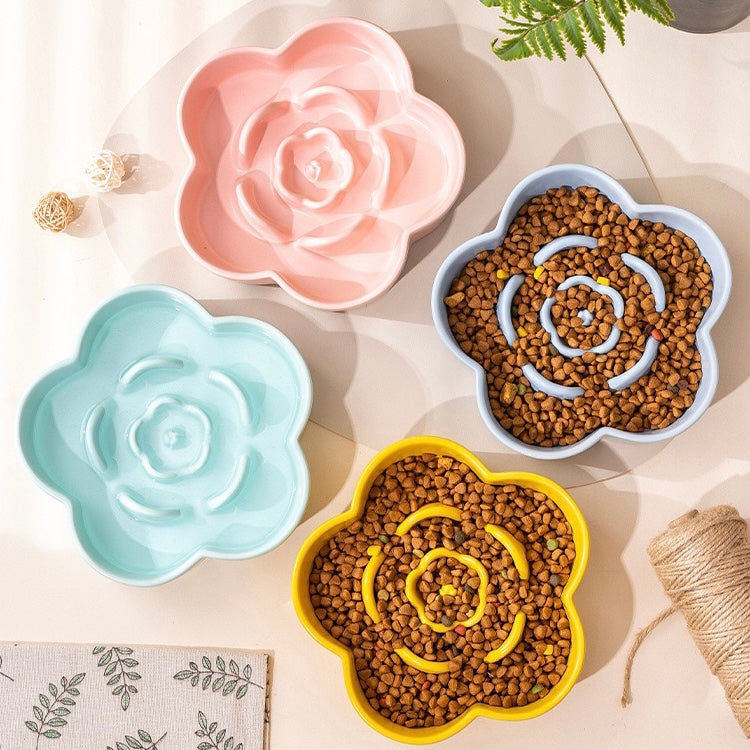 Petroom Ceramic Slow Feeder Bowl For Cat and Small Dog