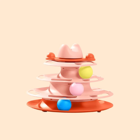 Interactive Cat Toy – 3-Layer Turntable Windmill Spinner