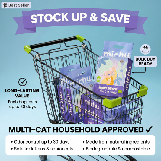 Michu Mixed Clumping Tofu Cat Litter Lite 2.5kg/6L – Flushable& Cost-efficient-PETROOM