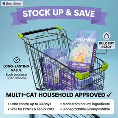 Michu Mixed Clumping Tofu Cat Litter Lite 2.5kg/6L – Flushable& Cost-efficient in shopping cart for stock up & save.