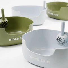 Makesure Open Cat Litter Tray Cat Litter Box (Litter mat included)