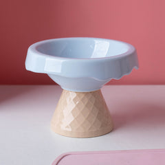 Petroom Ceramic Ice Cream Shape Pet Food Bowl Water Bowl