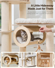 Michu Lumi Multi-Layer Solid Wood Cat Nest Tree 170cm - White