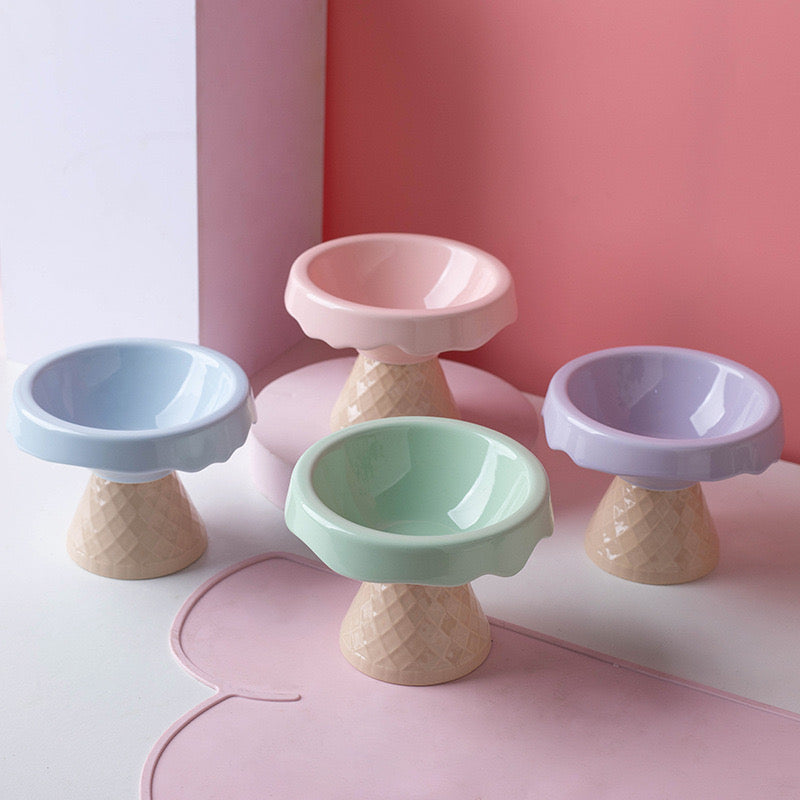 Petroom Ceramic Ice Cream Shape Pet Food Bowl Water Bowl
