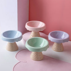 Petroom Ceramic Ice Cream Shape Pet Food Bowl Water Bowl