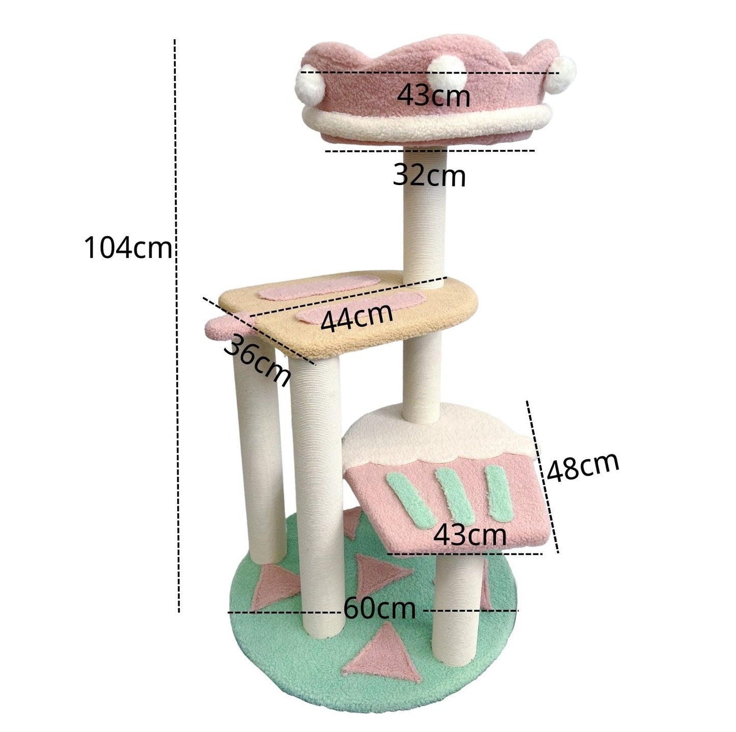 Lucky Seven Ice Cream Styled Cat Tree with Jumping Platforms & Top Bed