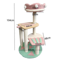 Lucky Seven Ice Cream Styled Cat Tree with Jumping Platforms & Top Bed