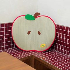 ZEZE Apple-Shaped Woven Rush Grass Pet Mat