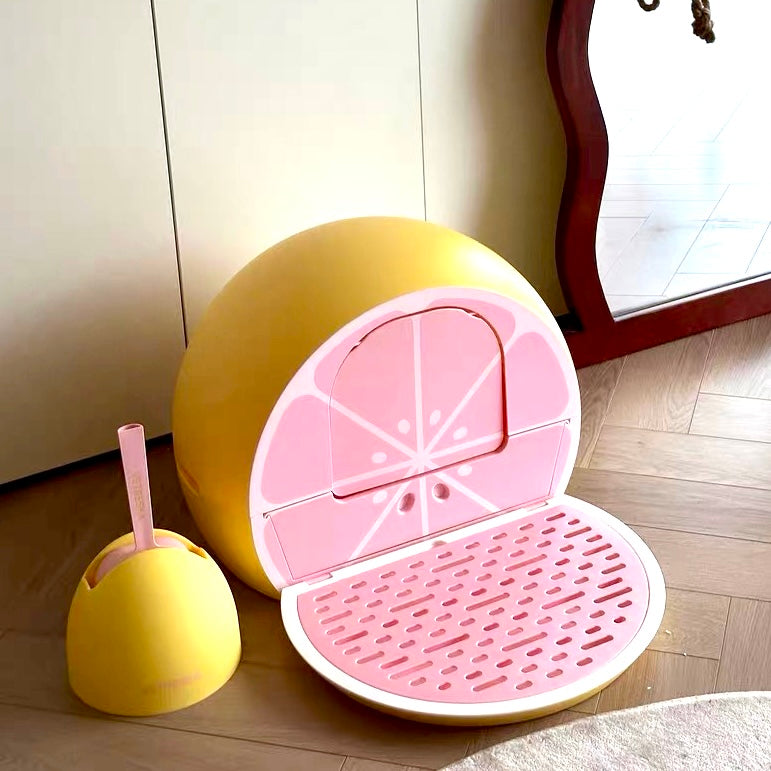 Vetreska Grapefruit-Shaped Cat Litter Box XL Size