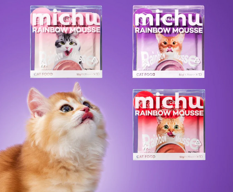 Michu Rainbow Mousse Wet Cat Food 5 Flavours- Complete Food/Wet Mixer and Topper 10pcs/Pack