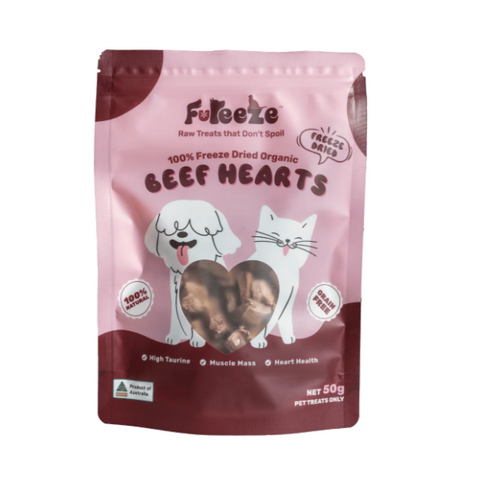 FUREEZE Freeze Dried Organic Beef Hearts 50g