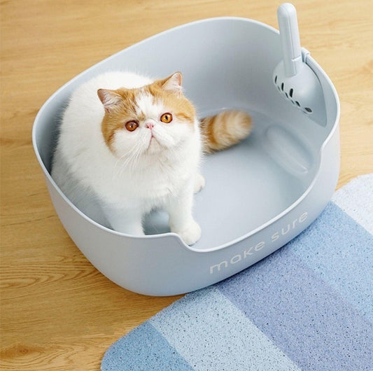Makesure Open Cat Litter Tray Cat Litter Box (Litter mat included)