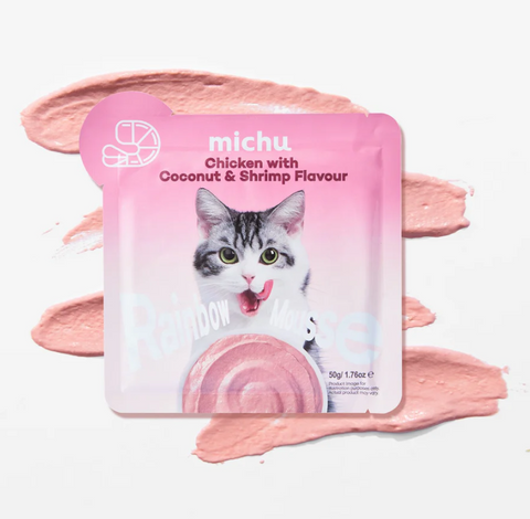 Michu Rainbow Mousse Wet Cat Food 5 Flavours- Complete Food/Wet Mixer and Topper 10pcs/Pack