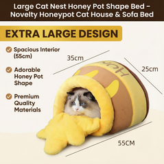 Large Cat Nest Honey Pot Shape Bed – Novelty Honeypot Cat House & Sofa Bed