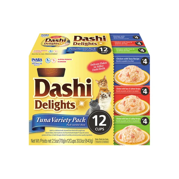 INABA Dashi Delights Tuna Variety Pack Cat Treats 12 Cups