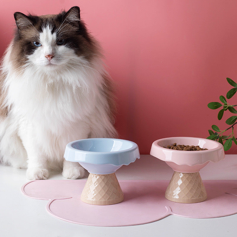 Petroom Ceramic Ice Cream Shape Pet Food Bowl Water Bowl