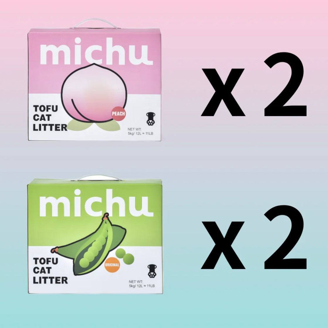 Michu Tofu Cat Litter Gen3 - Natural Clumping Tofu-Based Formula - Value Box 5 kg