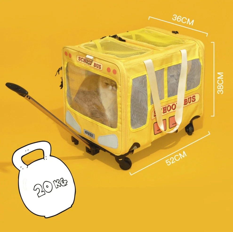 PurLab Multifunctional School Bus Pet Travel Pet Carrier Pet Bag With Wheels