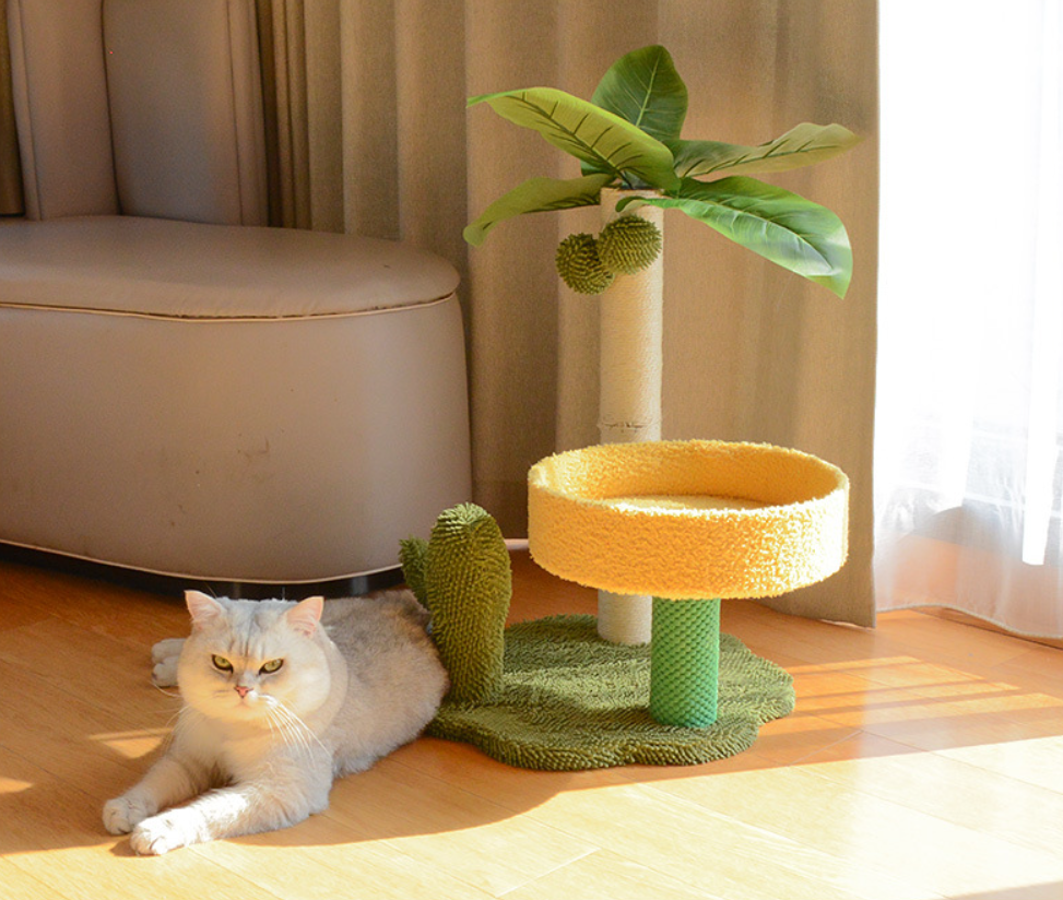 Coconut Cat Tree Tower Scratching Post Toys