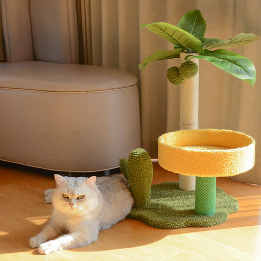 Coconut Cat Tree Tower Scratching Post Toys