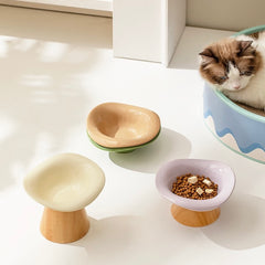 Flower Styled 15 tilted Ceramic Detatchable Pet Food Bowls