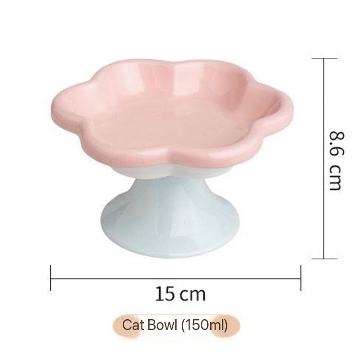 Petroom Flower Shape Ceramic Pet Food Bowl