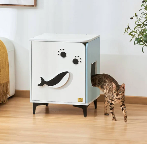 Michu Hidden Cat Furniture - Cat Litter Box Enclosure and Wooden Pet House, End Table Large Enough for Most Cats and Litter Boxes