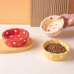 Petroom Ceramic Pet Bowl with Dot Pattern