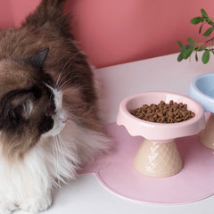 Petroom Ceramic Ice Cream Shape Pet Food Bowl Water Bowl