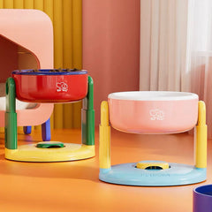 Adjustable Elevated Pet Feeder Bowl with Anti-Slip Suction Base-PETROOM