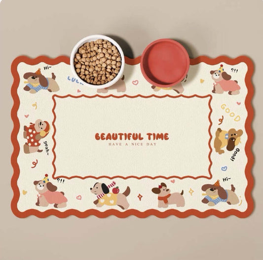 Adorable Cartoon Pet Spill-Proof Feeding Mat-PETROOM