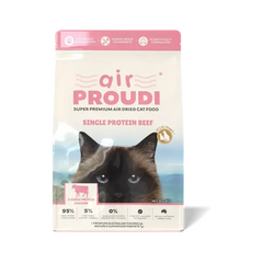 AirProudi Premium Cat Food Air-dried Beef 1kg package featuring single protein beef for cats.