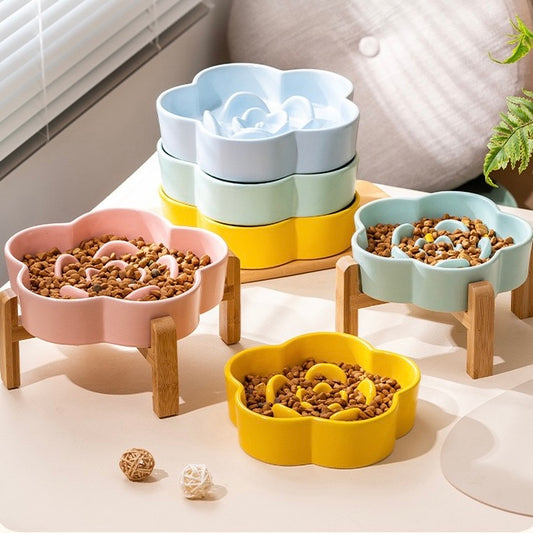 Petroom Ceramic Slow Feeder Bowl For Cat and Small Dog