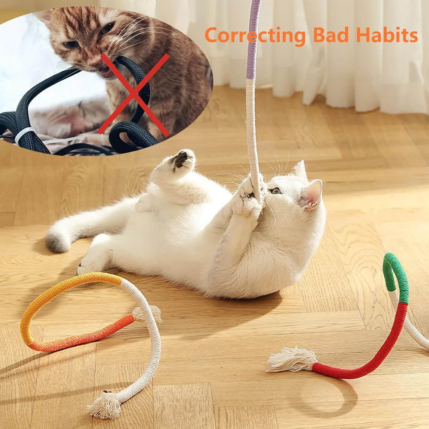 Cat Rope Toy – 70cm Catnip Chew Rope with Silvervine Fruit-Petroom