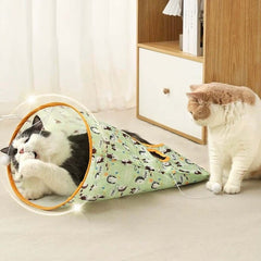 Cat Tunnel Play Bag - Interactive Foldable Cat Toy with Plush Ball & Mouse-PETROOM