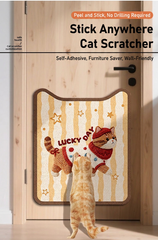 Lucky Day Self-Adhesive Cat Scratcher Removable Wall Protector Brown