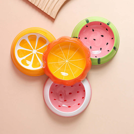 Ceramic Bowl Fruit Shape Pineapple Strawberry Lemon Pet Bowl-Petroom