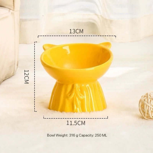 Ceramic Elevated Cat Bowl with 15° Tilt-Petroom
