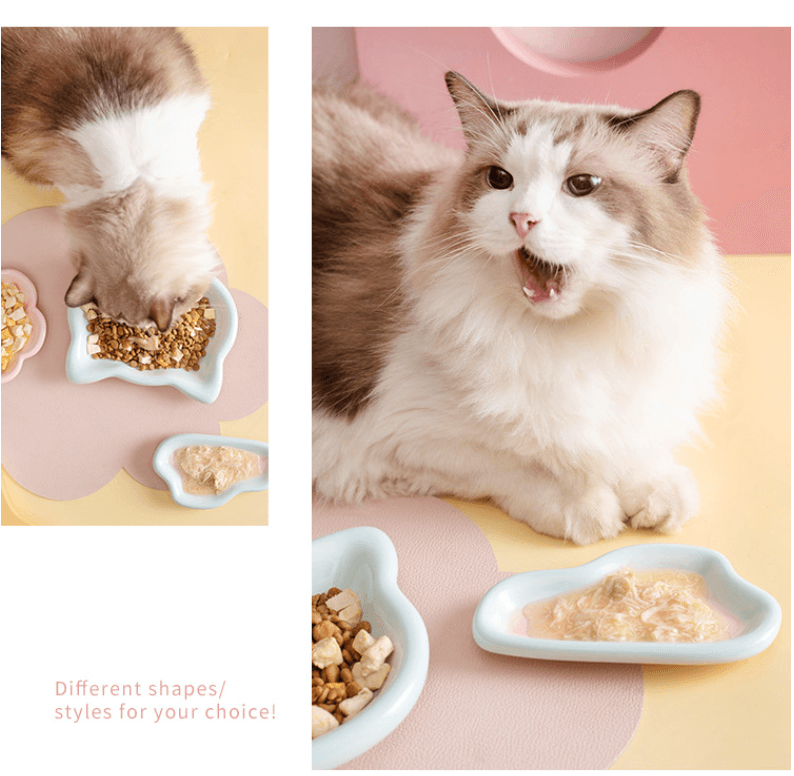 Cute ceramic pet non-slip food bowls in various shapes-Petroom