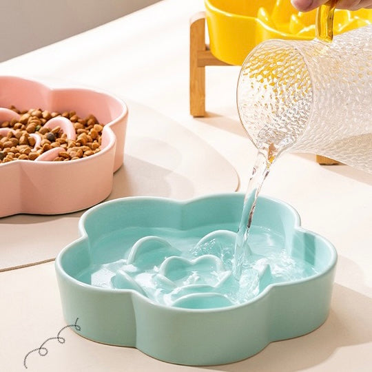 Petroom Ceramic Slow Feeder Bowl For Cat and Small Dog