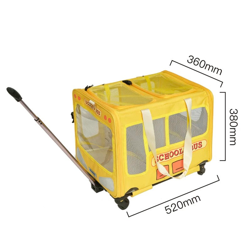 PurLab Multifunctional School Bus Pet Travel Pet Carrier Pet Bag With Wheels