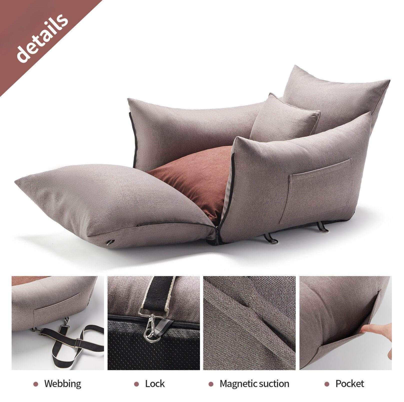 DOTOUUD 3-in-1 Pet Car Seat & Bed-Petroom