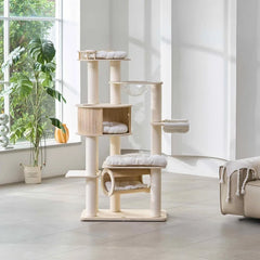 Michu Lumi Multi-Layer Solid Wood Cat Nest Tree 170cm - White