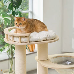 Michu Lumi Multi-Layer Solid Wood Cat Nest Tree 170cm - White