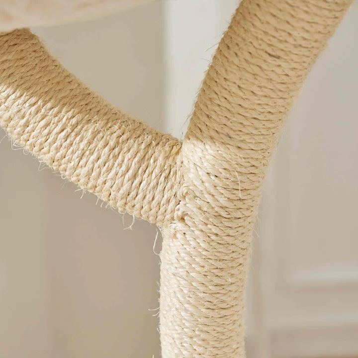 Close-up of the sisal rope scratching posts on a Michu Fairy Cat Tower.