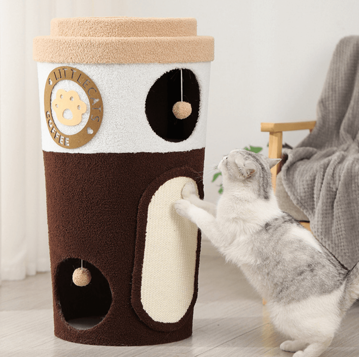 Deluxe Coffee Cup Cat Tree Cat Scratcher Three Tier-Petroom
