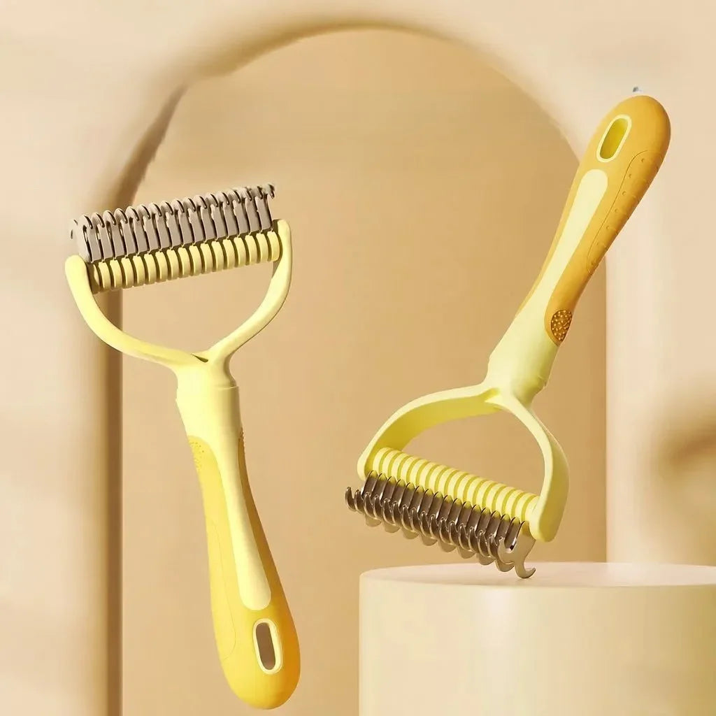 Dual-Sided Pet Dematting and Deshedding Comb for Cats and Dogs