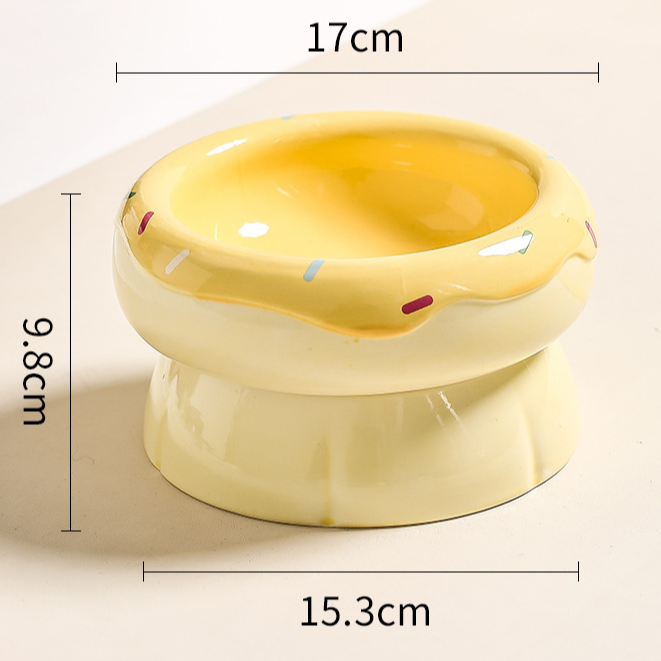 Dual‑Layer Ceramic Donut Pet Bowl-Petroom